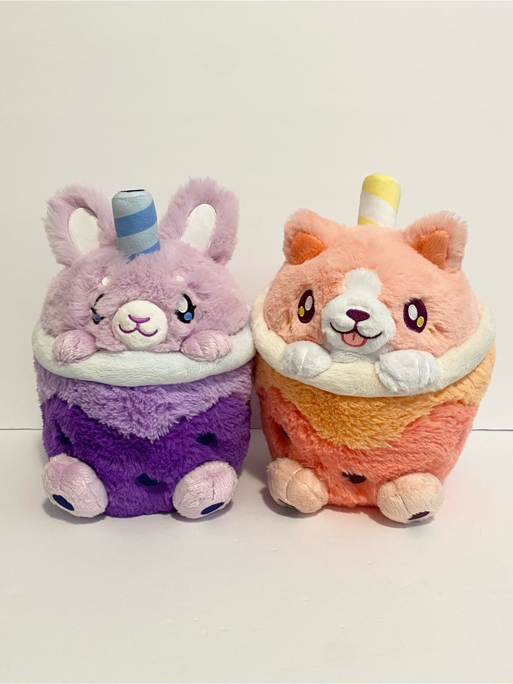 Squishable Bubble Tea Mini Corgi Purple Bunny 10” Plush Stuffed Animal Toy Lot
